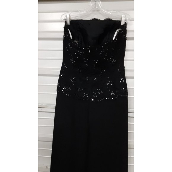 Jade by Jasmine Women's Evening Bridal Gown Black Maxi Drop Waist Strapless - Picture 7 of 10